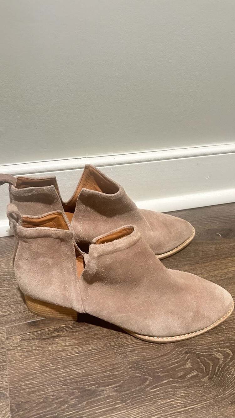 Jeffrey Campbell Cromwell Taupe Suede Cutout Ankle Boots